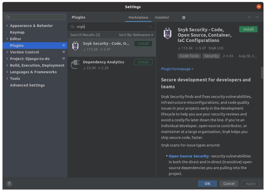 blog-django-Snyk-PyCharm-plug-in