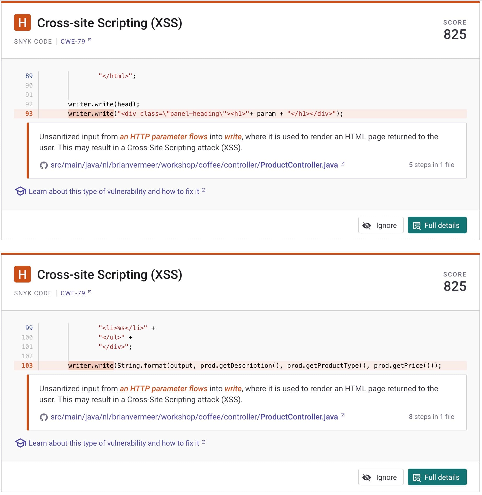 blog-preventing-xss-snyk-code-report